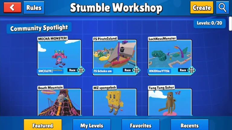 stumble guys workshop screen